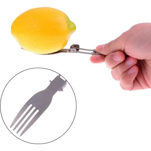 1pc Outdoor Camping Tableware Titanium Fork Folding Hiking Backpacking Dinner Fork