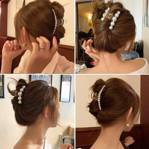 New Pearl Hair Claws Elegant Acrylic Hair Clips Big Size Hair Crab Headwear Women Makeup Hair Styling Barrettes Hair Accessories