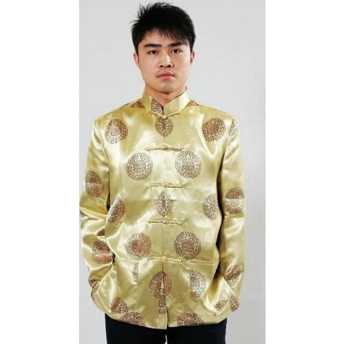 Gold 6 Colors Traditional Chinese Mens Kung-Fu Jacket Coat Long Sleeve shirt Blouse S M L XL XXL 3XL Wholesale And Retail