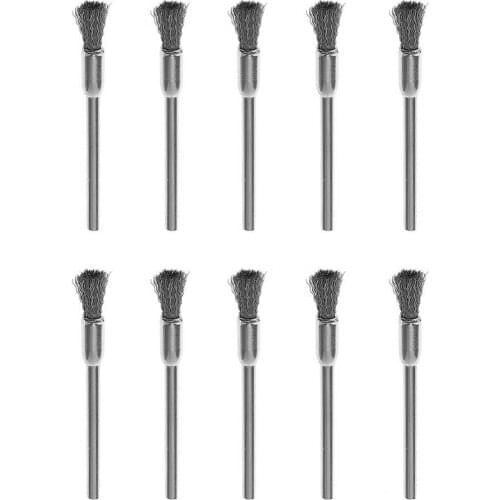 10pcs Mini Polishing Steel Wire Brush with Handle and Pen Type for Cleaning / Grinding / Polished Mini Polishing Brush