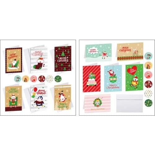 6PCS Greeting Christmas Paper Cards with Envelopes for Merry Christmas Holiday