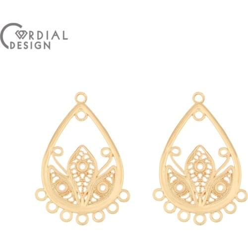 Cordial Design 50Pcs 25*35MM Jewelry Accessories/Hand Made/Connectors/Drop Shape/Copper/DIY Making/Earring Findings/Charms