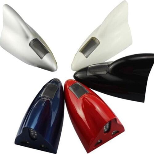 Car Shark Fin Antenna Base Cover Aerial Trim with Remote Control Solar Automobile Top LED Warning Light Signal Receiver