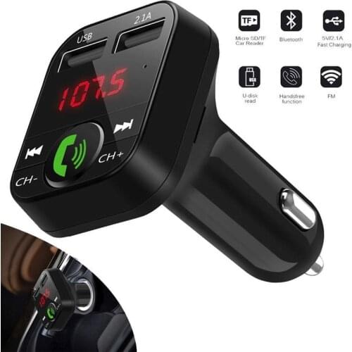 Car Bluetooth 5.0 FM Transmitter Wireless Adapter Mic Audio Receiver Auto MP3 Player 2.1A Dual USB Fast Charging Car Accessories