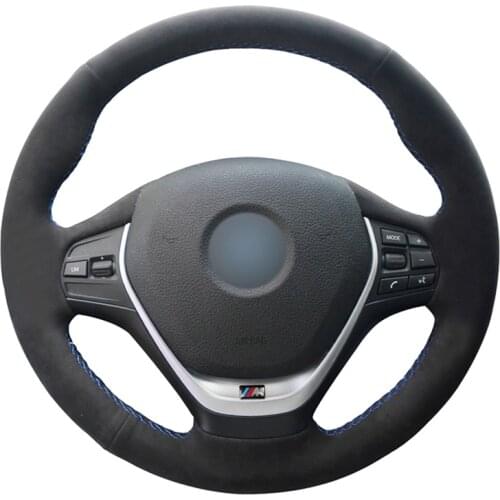 Black Suede DIY Hand-stitched No-slip Car Steering Wheel Cover for BMW F20 F21 F22 F23 F30 F31 F34 F32 F33 F36