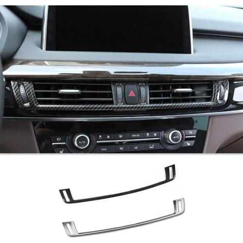 Carbon Fiber Color Center Console Air Conditioning Outlet Cover Trim Strip For BMW X5 F15 X6 F16 2014-18 Interior Accessories