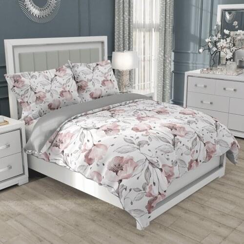 Home Textile 3D Plant Printing Duvet Cover Queen King Bedding Set Luxury Flowers Bed Covers Elegant Quilt Cover with Pillowcase