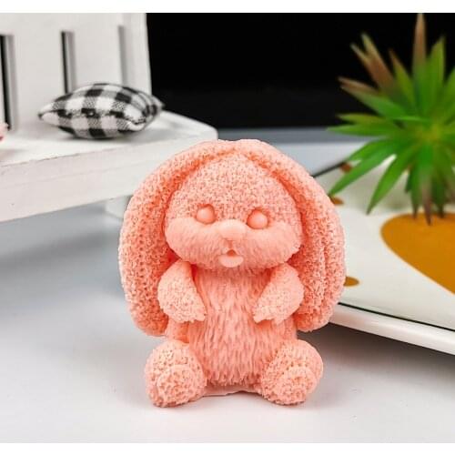 DW0226 PRZY 3D Animal Lop-eared Rabbit Moulds Silicone Wedding Birthday Candle Mold Bunny Soap Molds Clay Resin Moulds
