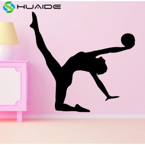 Rhythmic Gymnastics Ball Wall Decal New Design Vinyl Wall Stickers For Girls Room Removable Waterproof Wall Art Home Decor JW186