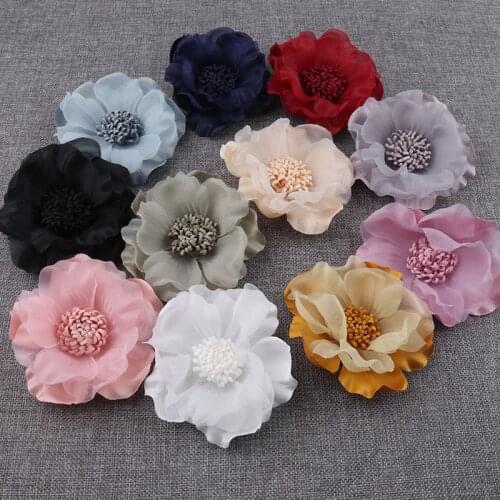 10PCS 10CM New Fabric Artificial Lace Flower For Hair Accessories Headband Wedding Party Craft Home Decoration Bouquet