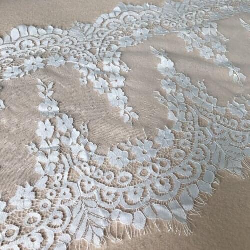TOOGOOD 3M/ Lot Delicate French Lace Eyelash Lace White Chantilly Bridal Lace Trim Dress Veils Lace Trim