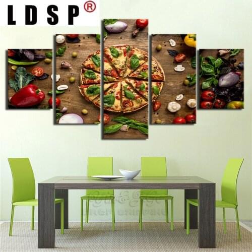 LDSP 5 panels Canvas Paintings Pictures Modern Pizza Food Wall Artwork Printed Posters Hotel Modular For Living Room Home Decor