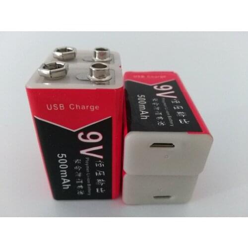 4PCS New constant voltage 9V 500mAh lithium rechargeable battery USB polymer battery instrumentation dedicated 9v battery