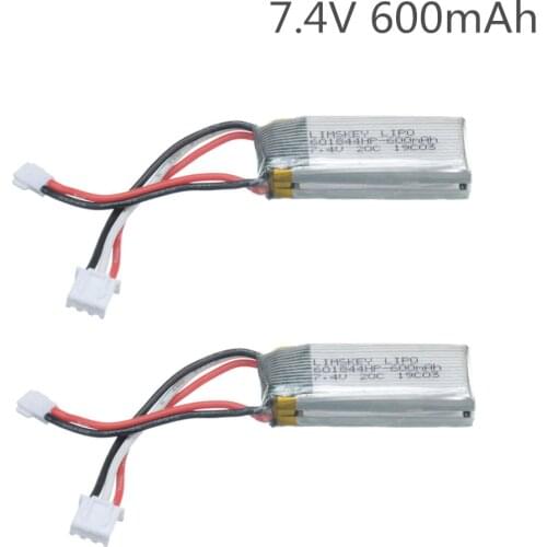 7.4V 600mAh LiPo Battery for WLtoys F959 XK DHC-2 A600 A700 A800 A430 2.22Wh RC Drone Spare Parts 7.4v 2s li-po battery 2pcs