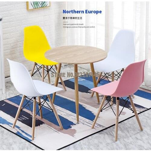 Shangpinyi furniture home Nordic solid wood dining chair makeup plastic backrest stool office negotiation desk