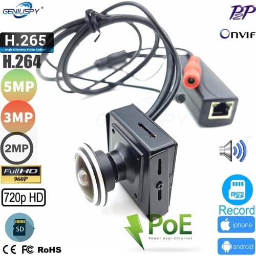 SD Card Slot POE Fisheye HD 720P 960P 1080P 3MP 5MP Security Audio Video Mini Indoor IP Camera POE ONVIF P2P IP CCTV Cam System
