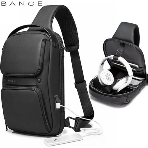 Xioami Fashion Mens Chest Bag Casual Messenger Bag USB Charging Business Travel Crossbody Shoulder Bag Waterproof Breathable
