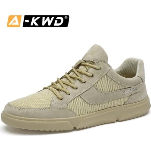Fashion Shoes 2019 Mens Sports Shoes Casual Men Leather Shoes Khaki Lace-up Elevator Shoes for Men Sneakers Light Mens Trainers