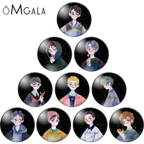 Cartoon Fashion Comics Boy Illustrations Round Glass Cabochon 12mm 16mm 18mm 20mm 25mm DIY Keychain Earrings Jewelry Findings