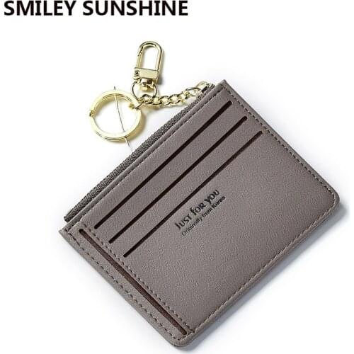 SMILEY SUNSHINE Thin leather mini slim women wallets and purses female small card coin wallet short ladies purse money bag 2019