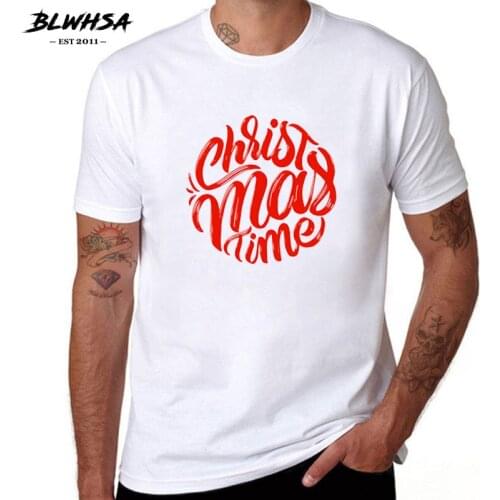 BLWHSA New Christmas Time Printing T Shirt Men Casual Short Sleeve Loose Summer Funny T-shirt Cool Men Clothes Tops Tees