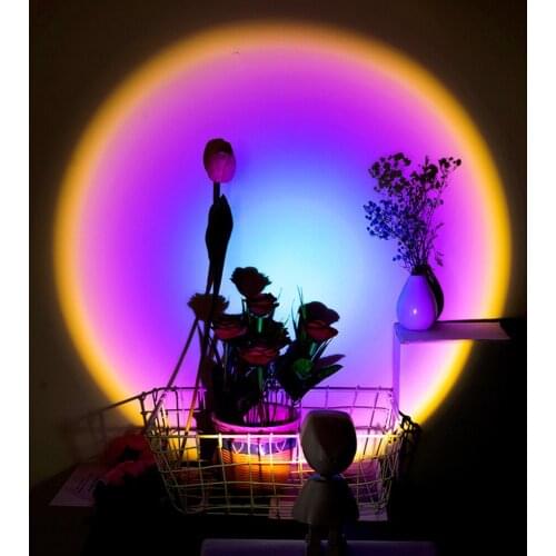 Wall Decor LED Robot Projector Atmosphere Light Touch Control Adjustable Sunset Rainbow Sun Background Projection Lamp
