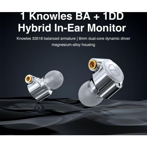 Pizen TRN TA1 HiFI 1BA+1DD Hybrid (Knowles BA + Dynamic) In-ear Earphone HIFI Bass Metal Monitor Running DJ Sport Headphone V90S