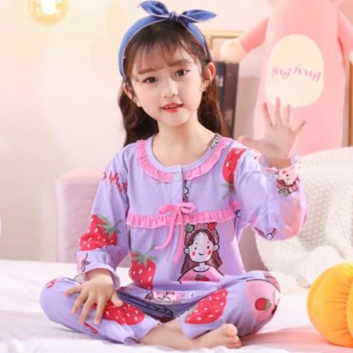 New Girl Pajama Set Kids Home Cloth Girls Pyjamas Cotton Long Sleeve Lace Cute For Children Princess Sleepwear Cute Nightwear