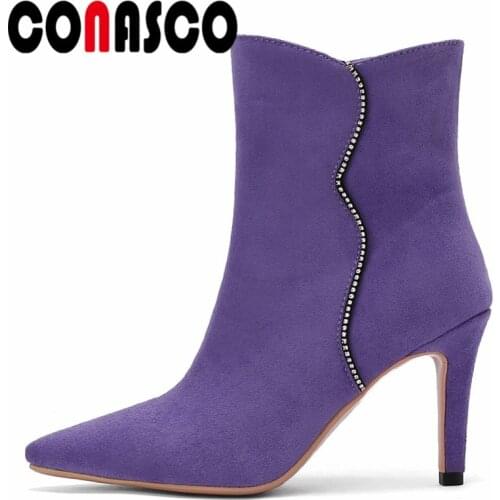CONASCO New Sexy Elegant Women Ankle Boots Autumn Winter Warm Night Club Wedding Party Basic Prom Boots Sper High Shoes Woman