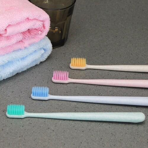 Wholesale 20pcs Creative Adult Soft Toothbrush Portable Wheat Straw Tooth Cleaning Nylon bristles Bristle Brush