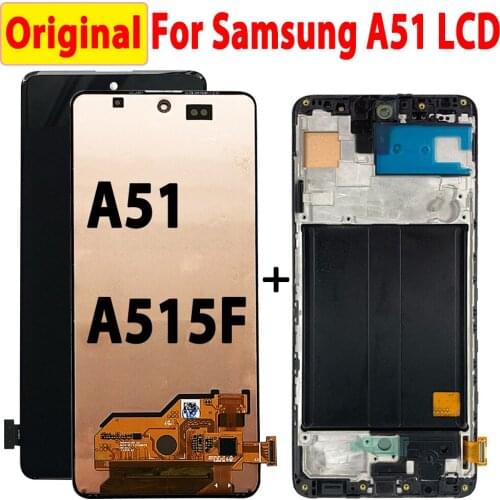 Original Super AMOLED For Samsung Galaxy A51 SM-A515FN/DS A515F/DS A515 LCD Display Touch Screen Digitizer With Frame 6.5