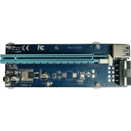 PCI Express Graphics Riser Card 1X to 16X Extender USB 3.0 SATA 15 Pin to 4Pin Cable for Bitcoin Miner Mining