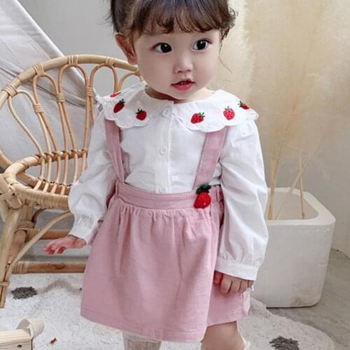 Infant Baby Girls dress long Sleeve Love Print Ruffles Dress New Korean embroidered Fake Two-piece Princess Dresses