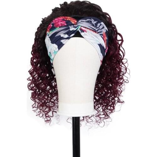 Rebecca Wig Deep Wave Headband Wig Human Hair for Black Women Brazilian Remy Full Machine Made Wig Glueless Half Wigs Ombre WIG