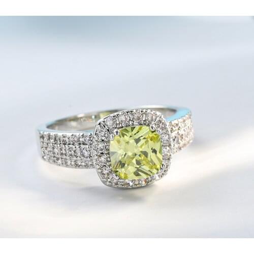 Luxury Girl Crystal Ring Fashion Women Bohemian Style Set with Yellow Zircon Ring Romantic Elegant Ladie Engagement Wedding Ring