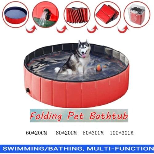 PVC Foldable Pet Dog Cat Swimming Pool PVC Washing Pond Dog Tub Bed Large Small Dog Swimming House Bed Summer Pool