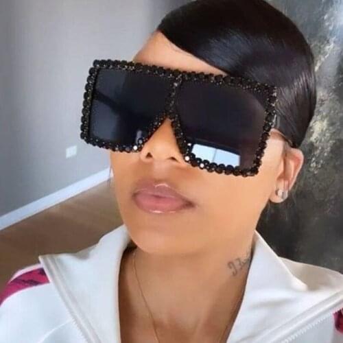 Oversize womens sunglasses vintage diamond Square luxury women glasses shades fashion brand designer italy female sunglasses