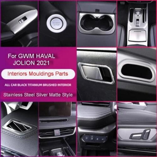 Tonlinker Interior Mouldings Silver Matte Stickers For Great Wall Haval JOLION 2021 Car Styling 1/4 PCS Stainless Steel Stickers