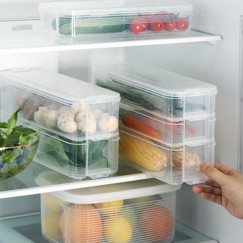3 Layers Transparent Refrigerator Storage Box Food Preservation Box with Lid Kitchen Fridge Cabinet Freezer Organizer