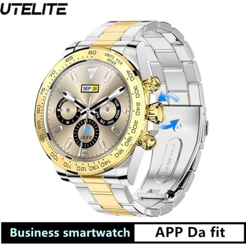 UTELITE AW13 Smart Watch Men Business Watch 1.28 inch Screen IP68 Waterproof Mens Watches Stainless Steel Heart Rate DIY Dials