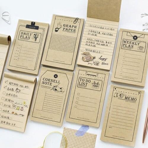Vintage Kraft Memo Pad Paper To Do List Weekly Daily Plan Notebook Diary Book Material Notepad Kawaii Stationery School Supplies