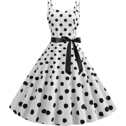 Womens Plus Size Fashion Dresses Polka Dot Printed Retro Rockabilly 40s and 50s Vintage Halter Cocktail Swing Dress