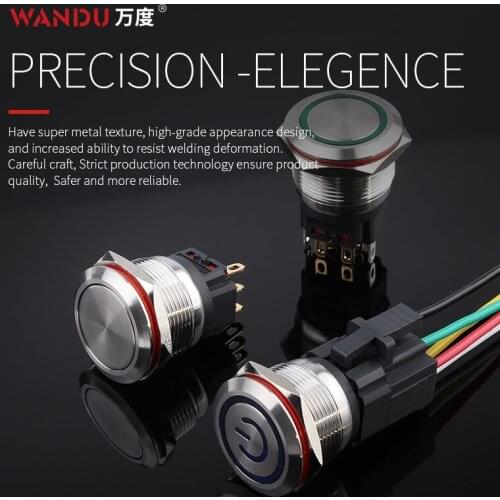 WD 22mm Ring Symbol style light Waterproof IP67 Push Button Switch