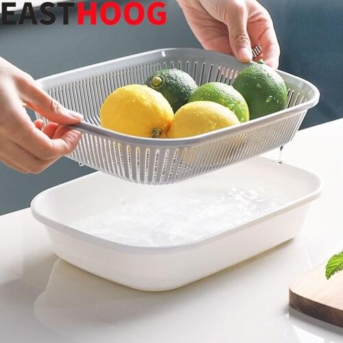 Japanese Style Kitchen Drain Basket Kitchen Strainer Vegetables Fruit Double Drain Washing Colander Baskets Storage Basket