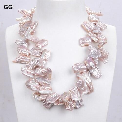 GuaiGuai Jewelry 19" 2 Strands 18mm Purple Biwa keshi Pearl Necklace