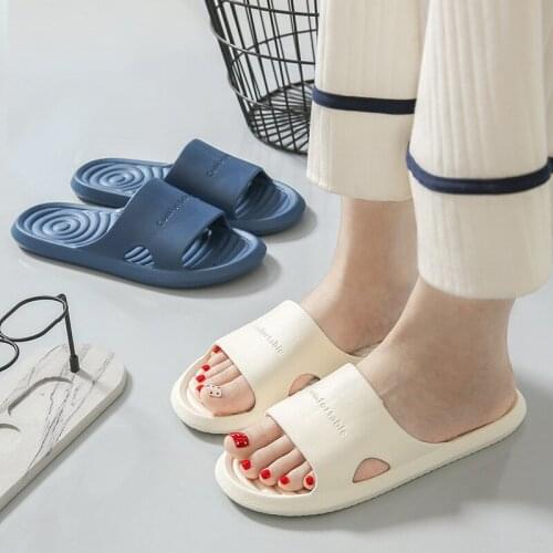 Cool slippers female summer home indoor bath bathroom thick bottom simple couple home a pair of mens slippers in summer
