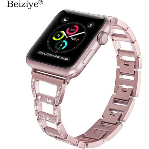 Women Watch Strap For Apple Watch Band 38mm 42mm Stainless Steel Strap Diamond Link Bracelet For iWatch 40mm 44m Series 5 4 3 2