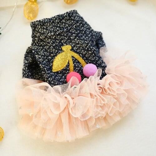 Winter Dress for Pet Dog Clothes Cute Star Pink Cherry Skirt Puppy Clothing Spring Fashion Princess Skirt For Small Dog Costume