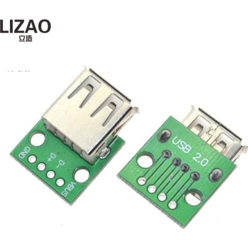 10 pcs USB2.0 Female to 4P DIP Switch DIP Adapter Board Module USB Adapter Plate