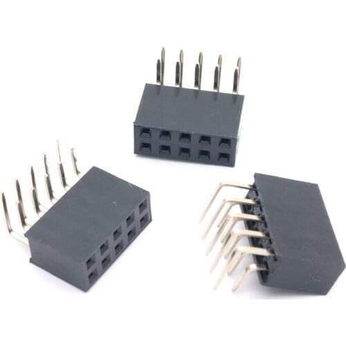 100pcs 2.54mm 2X5 Pin Right Angle double Row Female Pin Header Connector